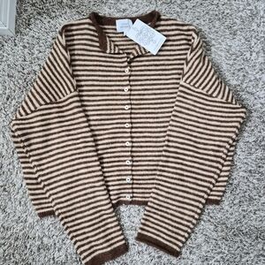 Cozy Striped Cardigan in Brown and Cream
